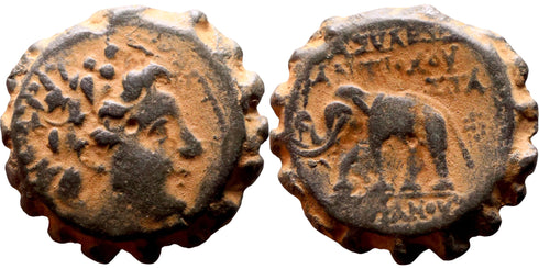 Ancient Greek coin of the Seleukid King Antiochos VI Dionysos